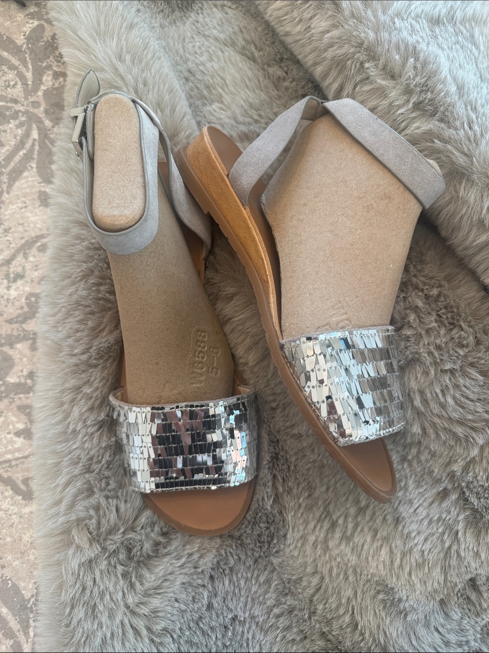 Kenneth Cole New York "Jinny" Flat Ankle Strap Sandal with Sequins
